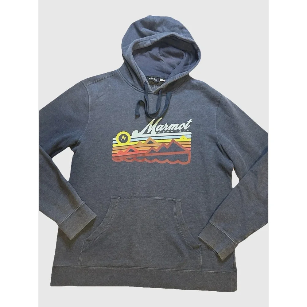 Marmot - Men's - Medium- Blue Mountain Graphic- Hoodie - Blue Gray